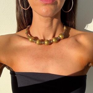 Vintage Mid-Century Modernist Brass
Brutalist Collar Necklace